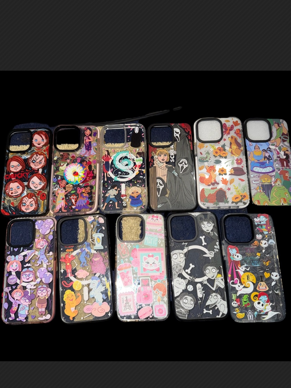15 pro max MagSafe Cute Mixed Cartoon Phone Case - Clear Black Frame - Unbrande